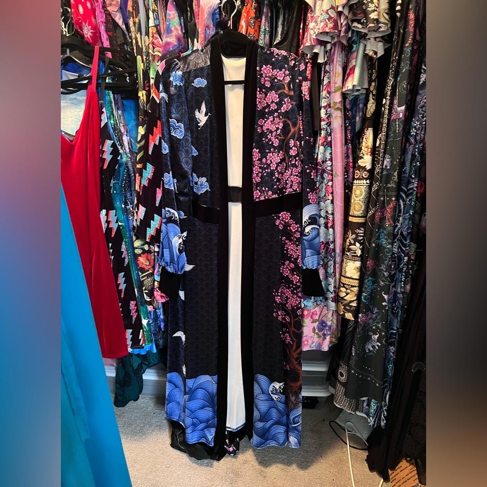 Blackmilk Flight of Tsuru Cherry Blossom Maxi Robe Dress XXL NWT